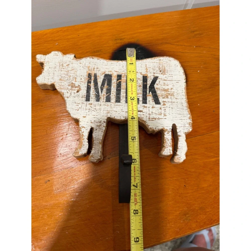 Hobby Lobby Rustic Wood Cow Milk Wall Hook Farmhouse Decor White Black